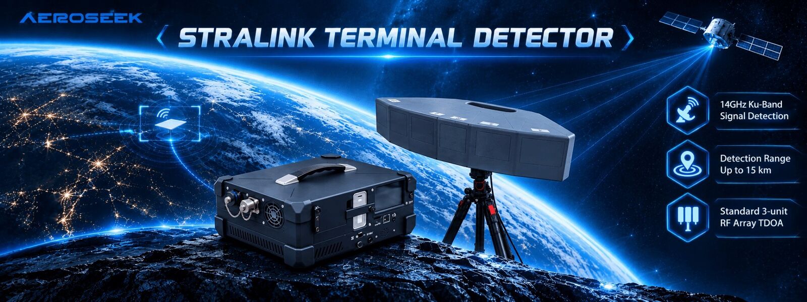 14GHz portable Ku-Band Starlink Terminal Uplink Signal Detector Hunter 10km System with Phased Array Antenna