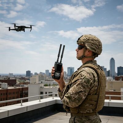 Portable Handheld Drone Detector with 3km Detection Range and Dual Omnidirectional Antenna for UAV Detection