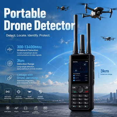 300 MHz -13.4 GHz Ultra-Wideband Drone Detector with 5 km Detection Range and IP54-Rated Protection