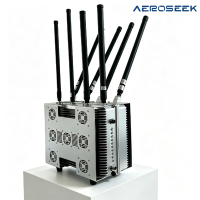 Enhanced Uav Detection High Power 6 Band 300W Anti Drone Jammer with Fpv Alert 3km Range 24 7 Automatic RF Interference Airspace Drone Jamming System