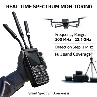 13.4GHz portable FPV Drone Detector 5km Detection Range for UAV FPV Detection System