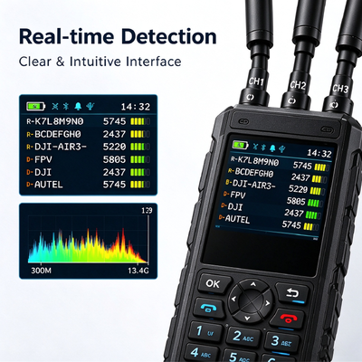 Portable F13m Handheld RF Uav Fpv Drone Detector 5km Multi Brand Detection for Easy Drone Tracking
